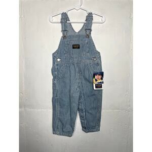 NEW Vintage Oshkosh B'Gosh Boys Blue Striped Overalls Vestbak 18 Months